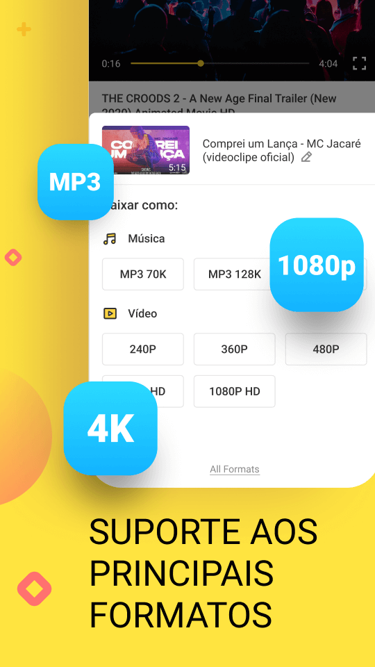 Snaptube support all format